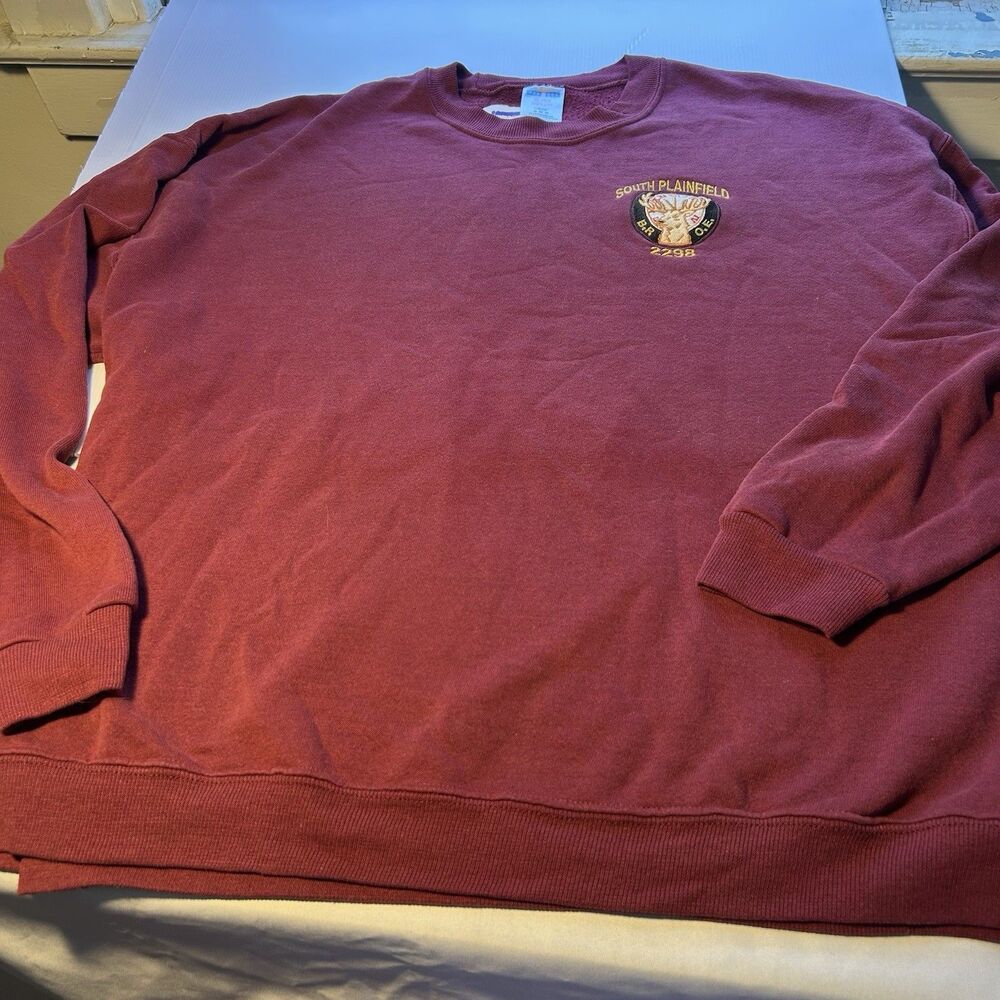 XL Vintage Jerzees Crewneck Maroon Sweatshirt South Plainfield, New Jersey Elks